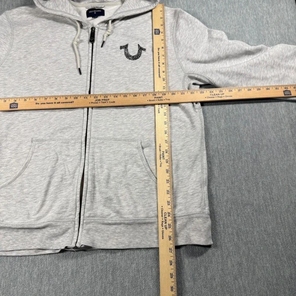 True Religion Hoodie‎ Men's XL Gray Fleece Crafted With Pride Full Zip Gym Coat
